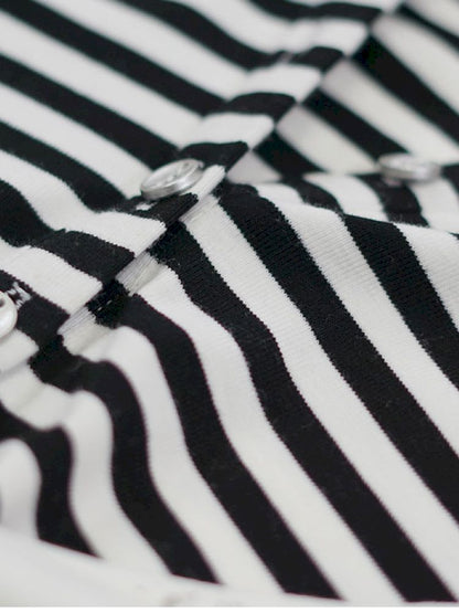 Swing Neck Striped Short Sleeve T-Shirt【s0000012807】