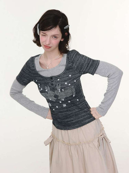 Starry Night Rabbit Design Top【s0000015427】