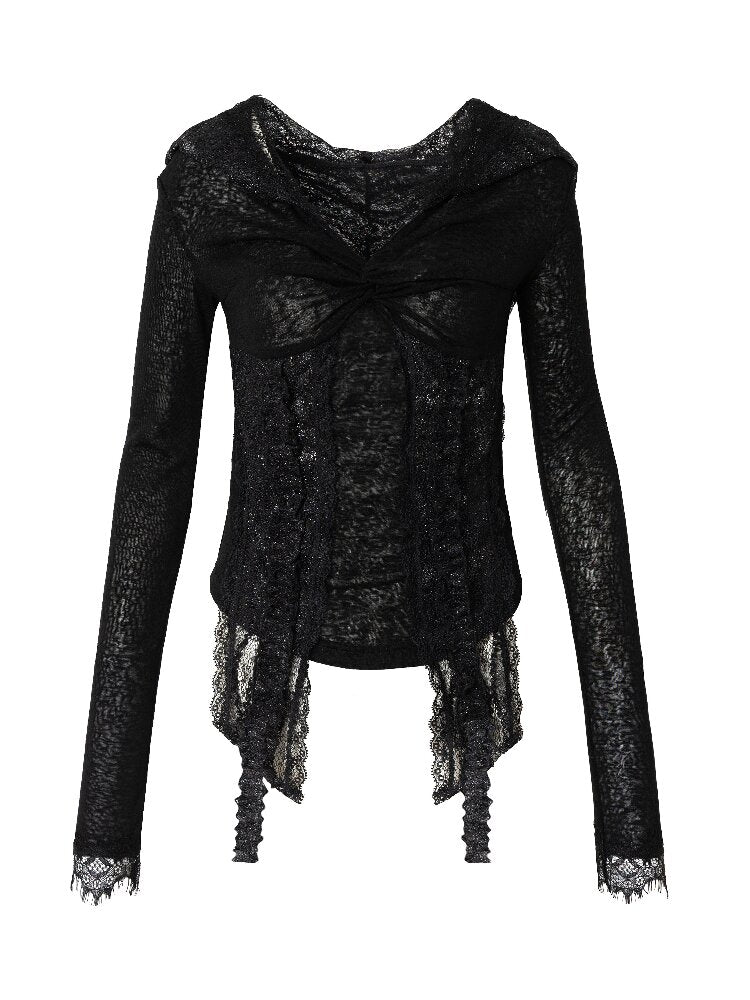 Lace Kink Stretch One Shoulder Top【s0000015933】