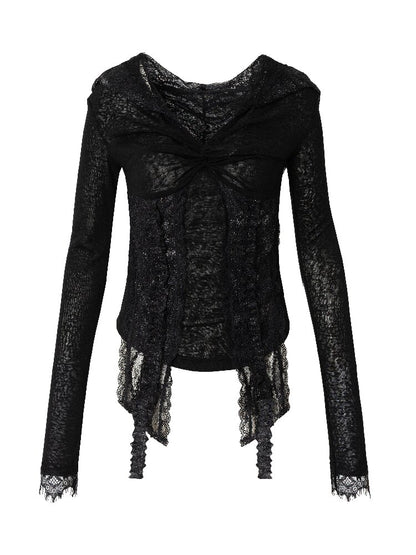 Lace Kink Stretch One Shoulder Top【s0000015933】