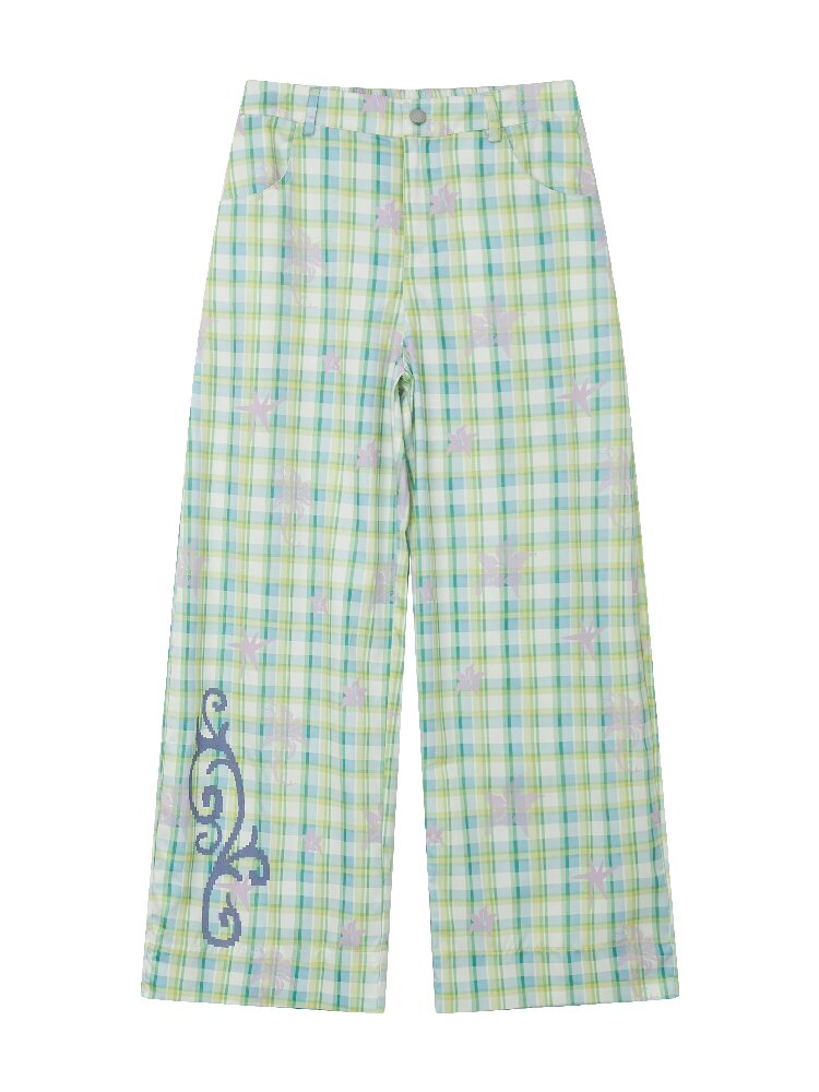 Plaid Print Loose Straight Pants【s0000016660】