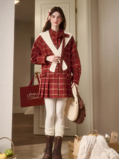 Red Check Coat Dress【s0000014328】