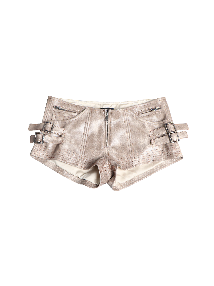 Slim Fit PU Leather Y2k Shorts【s0000016684】