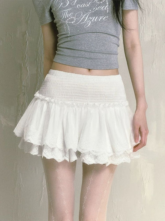 White pure desire high waist cake skirt【s0000009592】