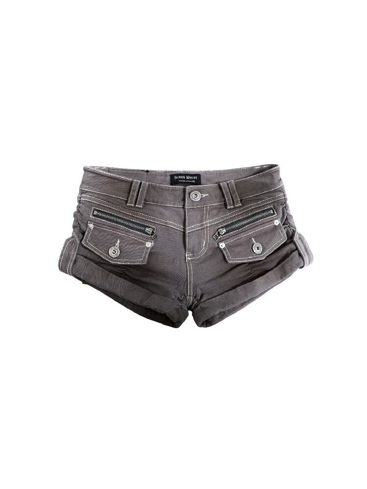 Washed Blue Grey Old Spice Denim Shorts【s0000016286】