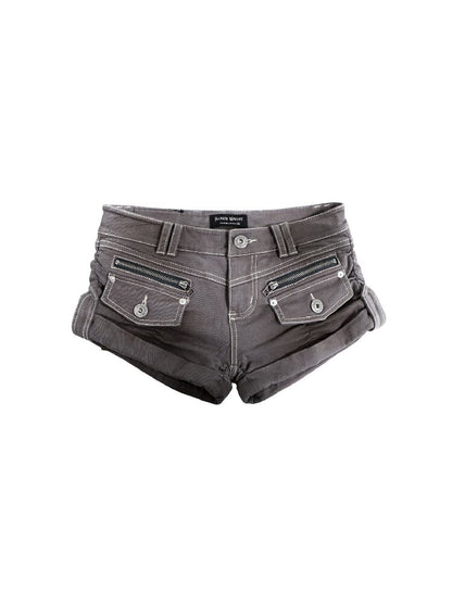Washed Blue Grey Old Spice Denim Shorts【s0000016286】