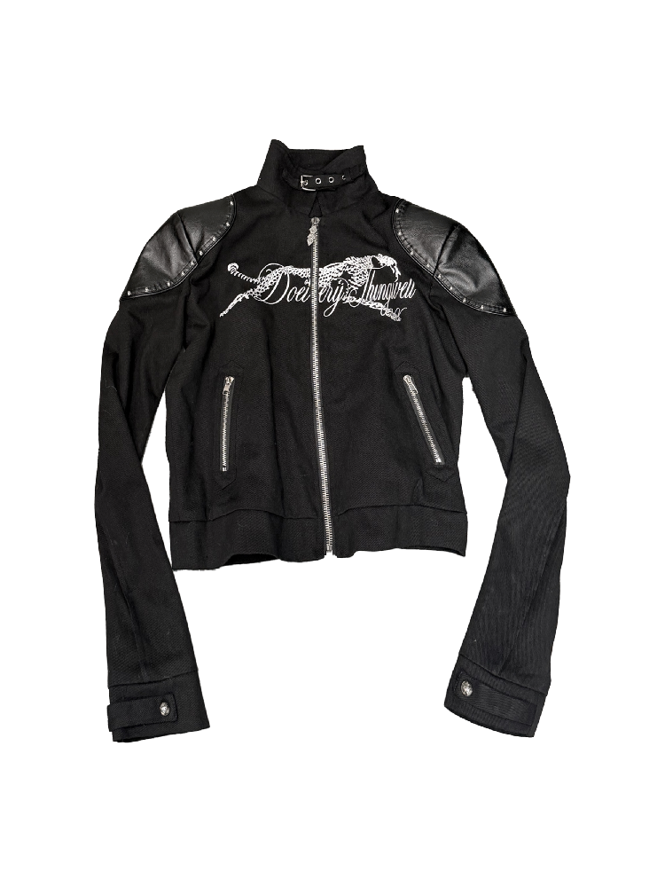 Leather Armor Rivet Canvas Jacket【s0000018352】
