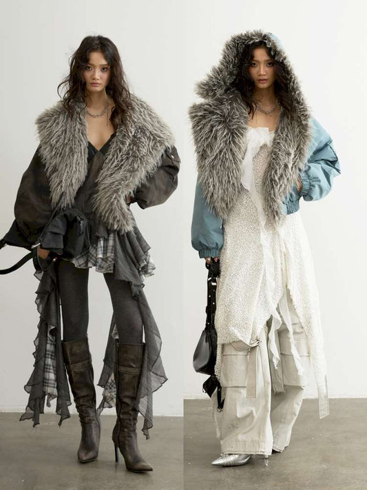 Aviator Hooded Fur Short Jacket【s0000015189】