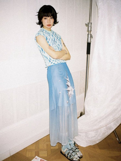 Gradient mesh half-skirt【s0000012300】