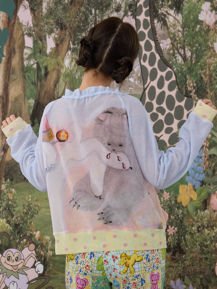 Illustration Mesh Cardigan Jacket【s0000017124】