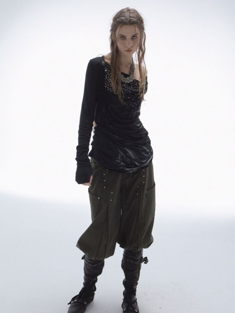 Embellished Vintage Print Base Layer Top【s0000013901】