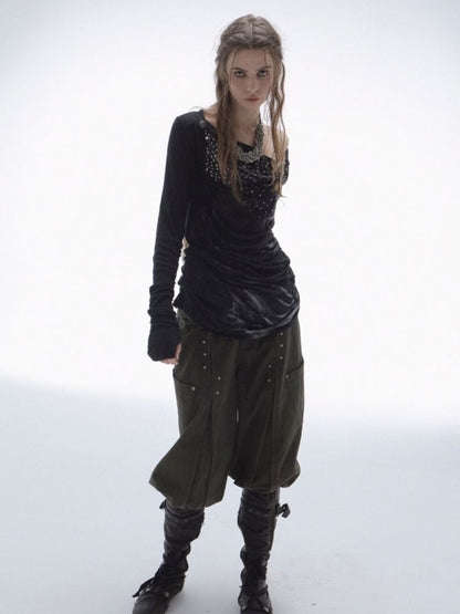 Embellished Vintage Print Base Layer Top【s0000013901】