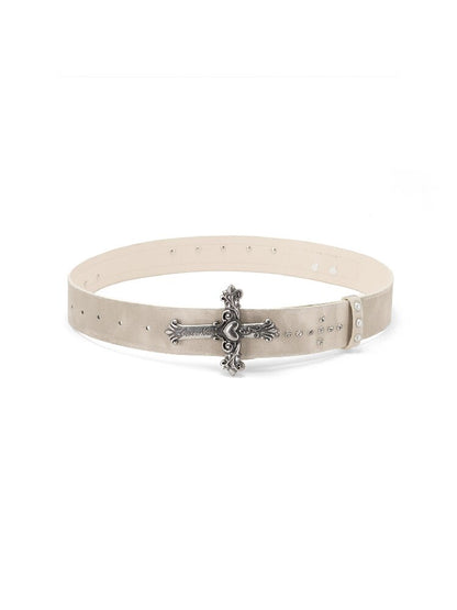 Rusted Cross Carved Buckle Belt【s0000018521】