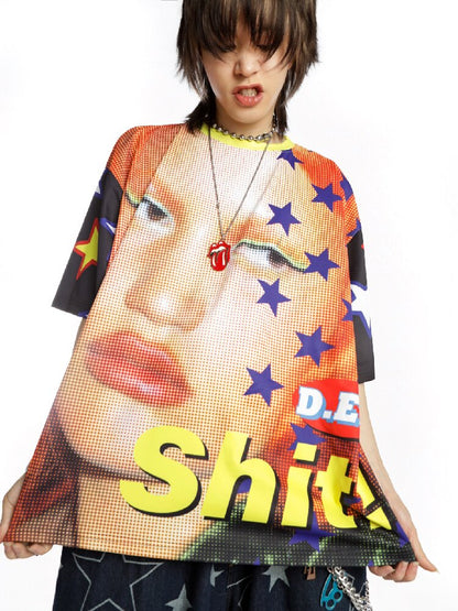 Ghostly Print Contrast T-shirt【s0000015887】