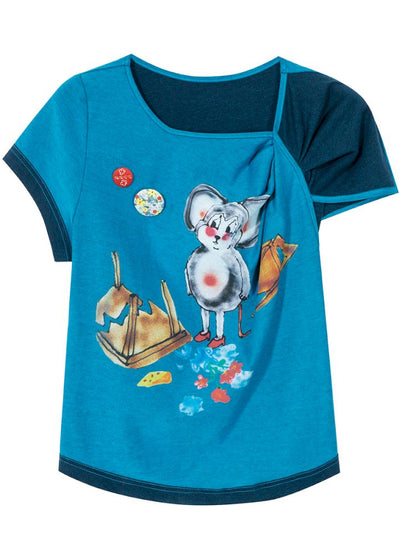 Blue Mouse Knot Design T-Shirt【s0000013923】