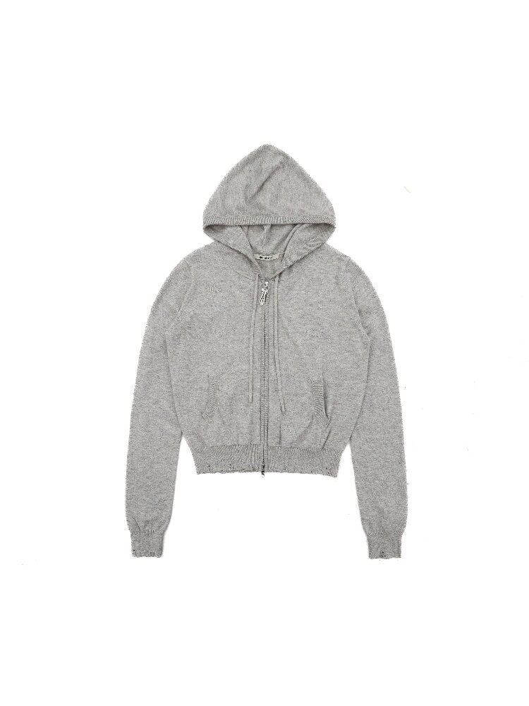 Hand Patched Solid Hooded Cardigan【s0000016118】