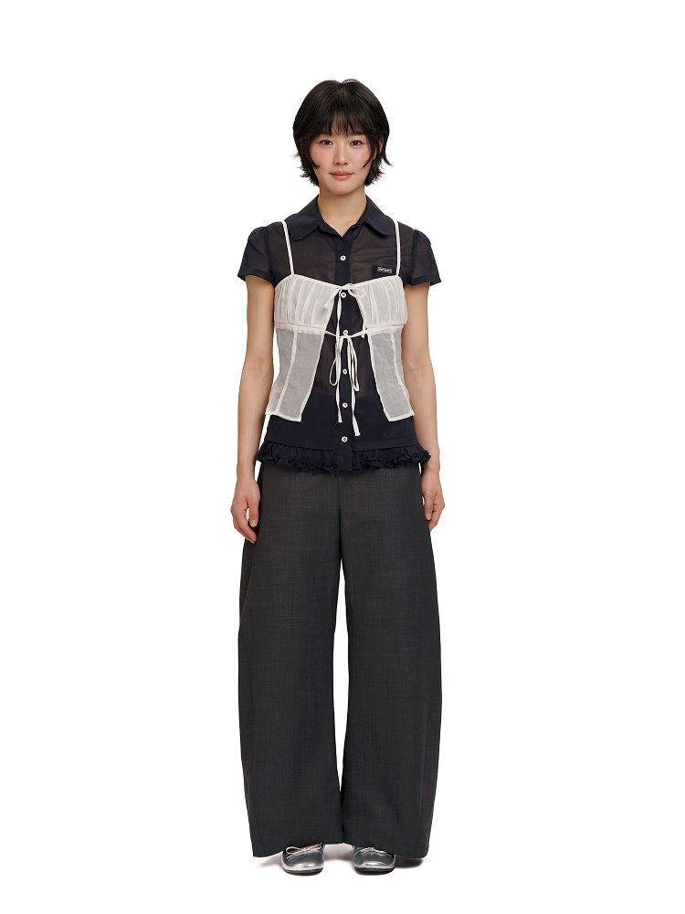 Overlay niche design lace-up camisole【s0000012521】