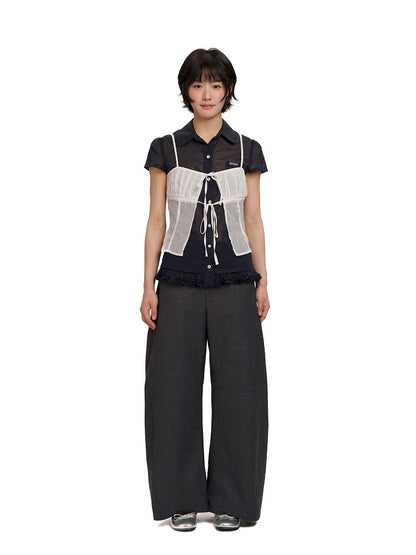 Overlay niche design lace-up camisole【s0000012521】