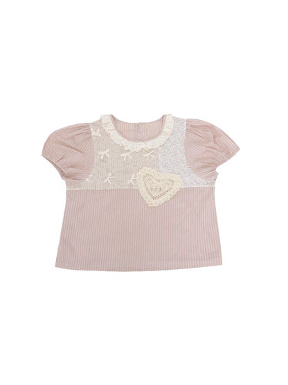 Striped Floral Patchwork Shirt【s0000016509】