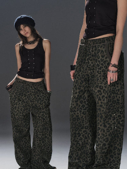 Leopard Print Studded Trousers【s0000016240】