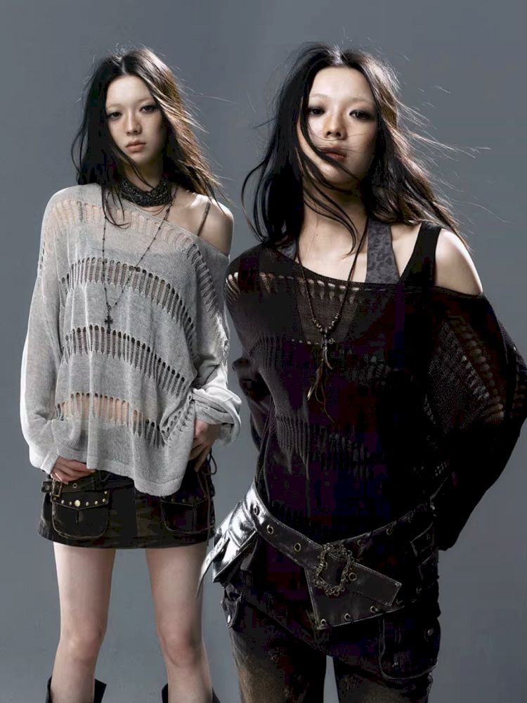 Raglan Cutout Knit Cowl Top【s0000012640】