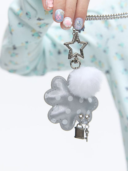 Leather Silver Clover Bag Necklace【s0000016374】