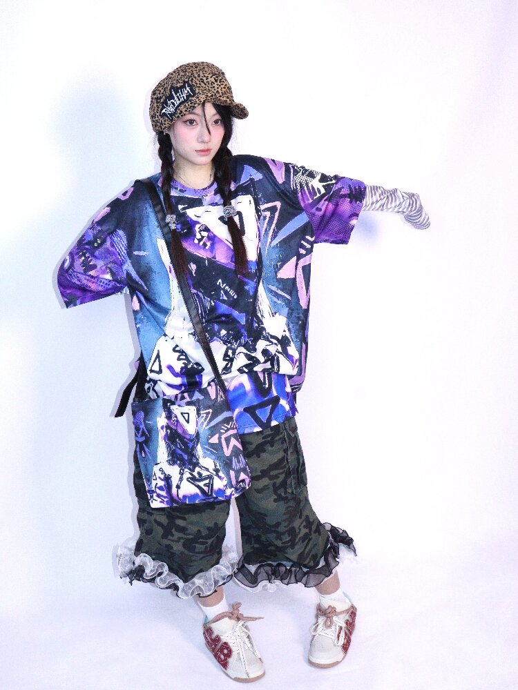 Cyber Mechanical Loose Crew Neck T Shirt【s0000017706】