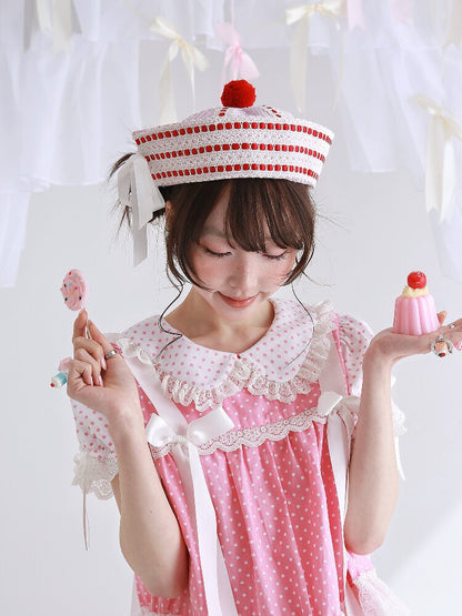 Pink Striped Navy Lolita Hat【s0000016557】
