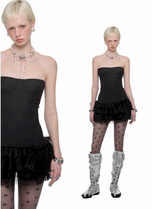 Fishbone Breasted Veil Skirt【s0000011605】