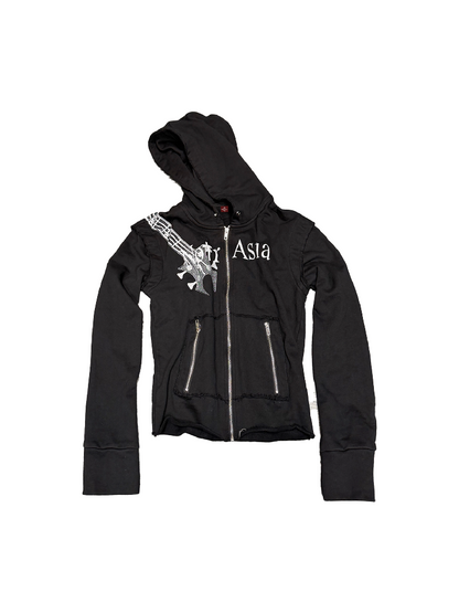 Silver Foil Dark Metallic Zip Hoodie【s0000018363】