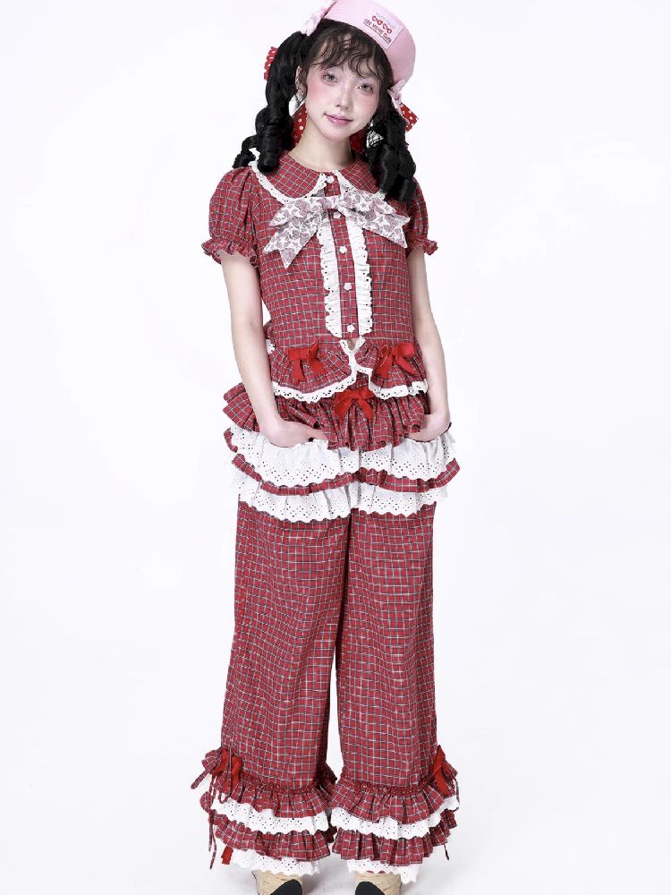 Retro Red Plaid Trousers【s0000012192】