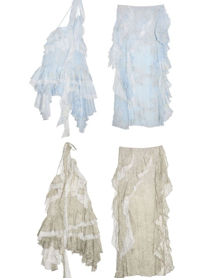 Embroidery Two Piece Neck Vest Dress【s0000013213】