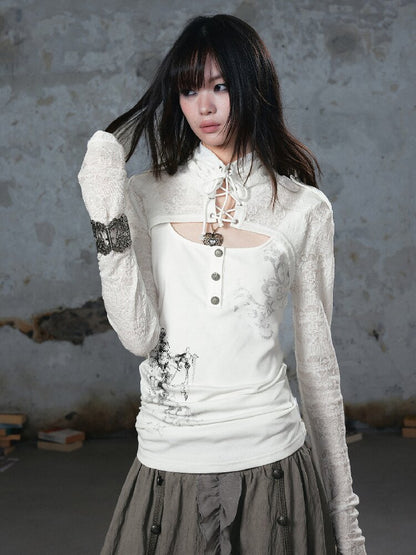 Silver Foil Fake Two-Piece Shirt【s0000018100】