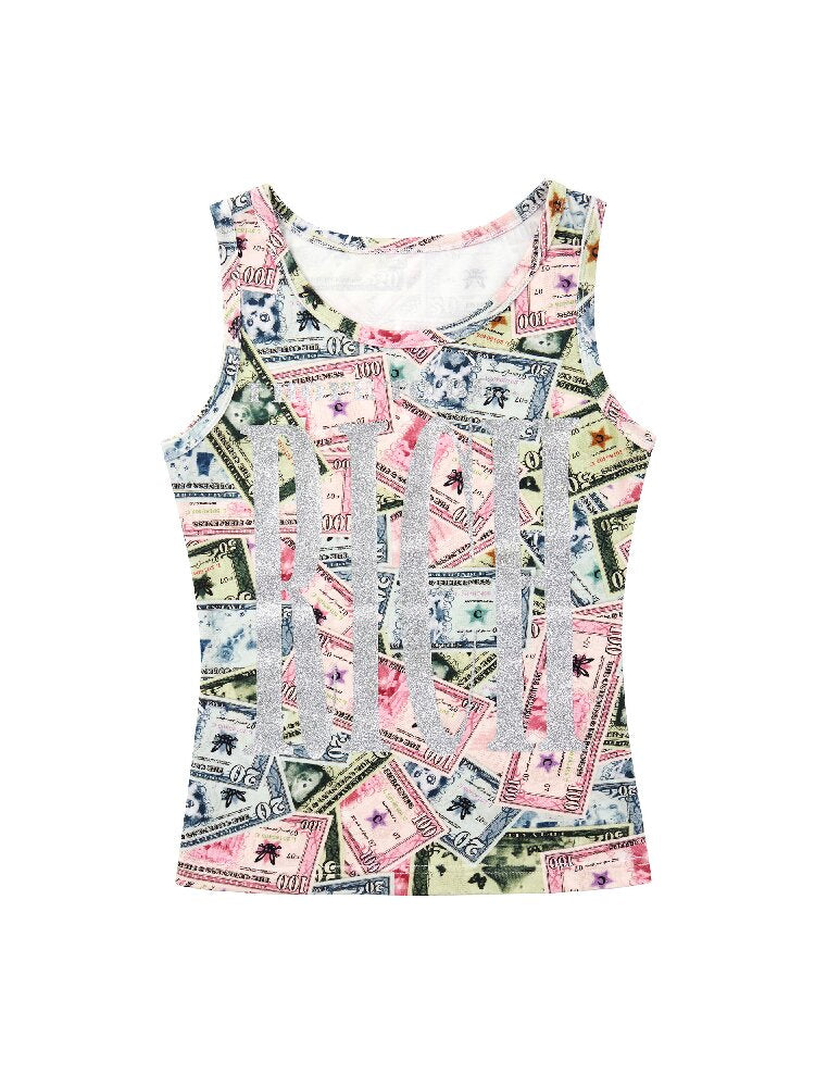 I Hope To Be Rich Printed Vest【s0000017843】