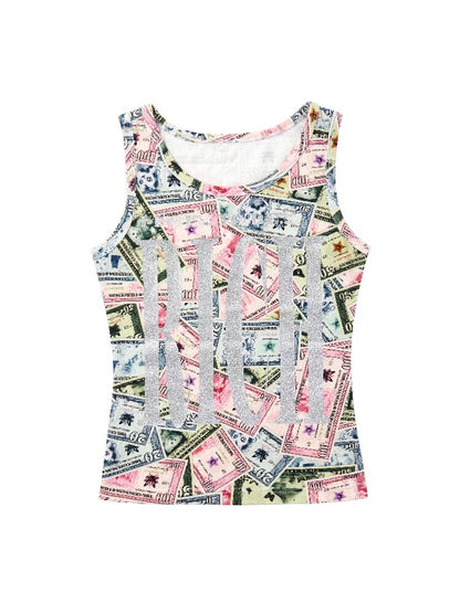 I Hope To Be Rich Printed Vest【s0000017843】