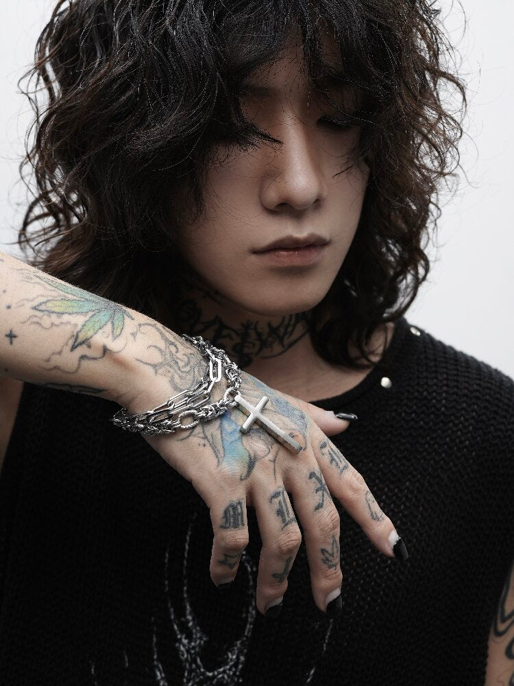 Handmade Heavy Niche Cross Bracelet【s0000018997】