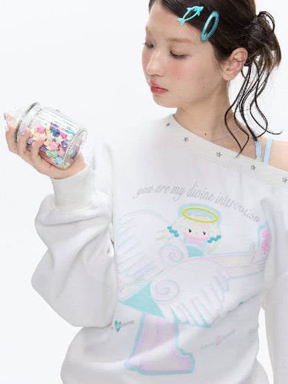 White Star Bead Shoulder Sweatshirt【s0000016384】