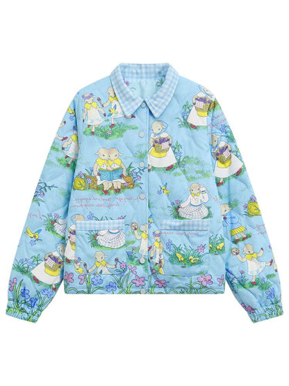 Lamb Illustration Print Down Jacket【s0000014498】