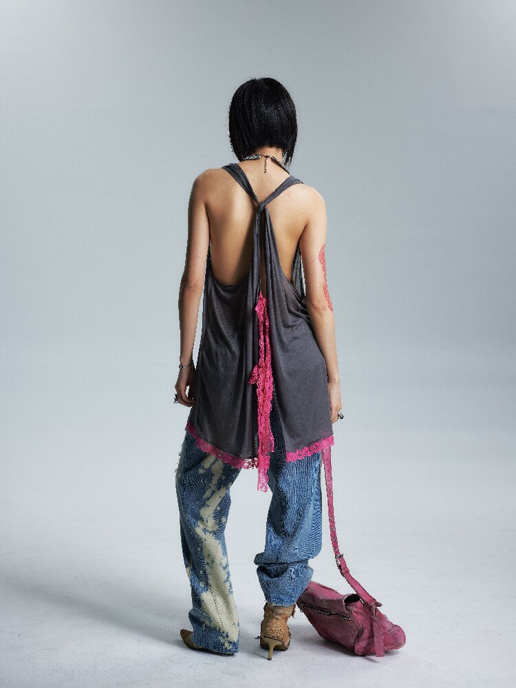 Loose Collar Printed Camisole Top【s0000017005】