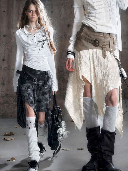 Punk splicing velvet bustier skirt【s0000013886】