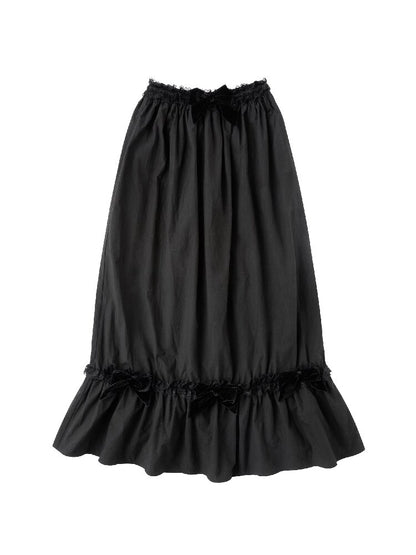 Velvet Bow Pleated Maxi Skirt【s0000016499】