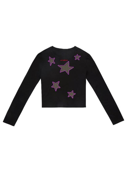 Star Hollow Mesh Embroidery Top【s0000019141】