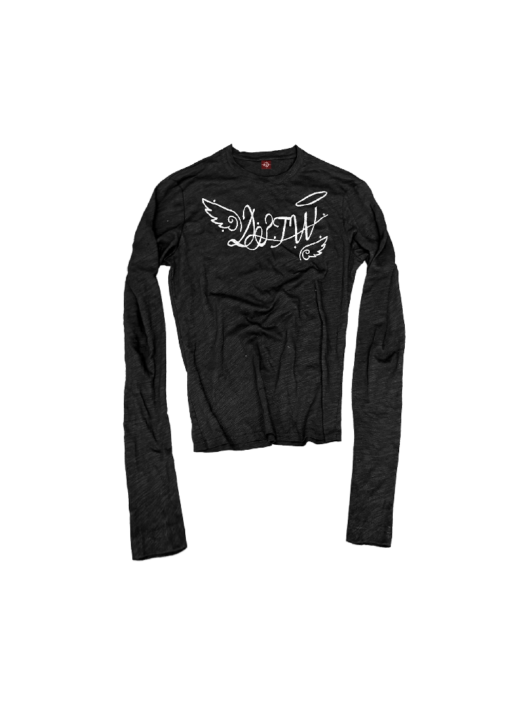 Angel Slogan Cotton Long-Sleeve T【s0000018356】