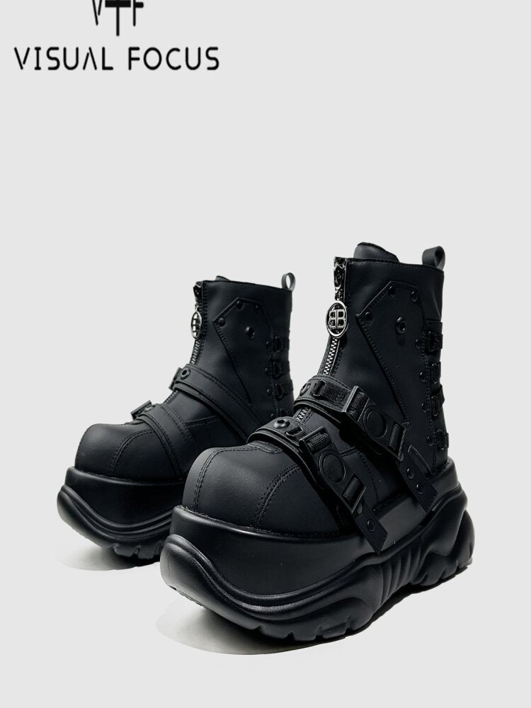 Punk Style Platform Belt Booties【s0000015708】