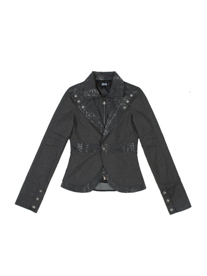 Fake Two Leopard Denim Jacket【s0000015949】