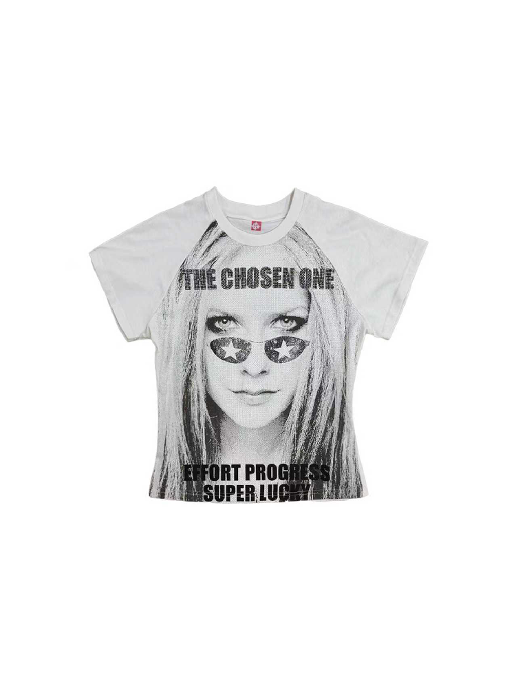 Portrait Diamond Print Raglan Tee【s0000018216】