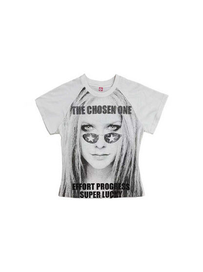 Portrait Diamond Print Raglan Tee【s0000018216】