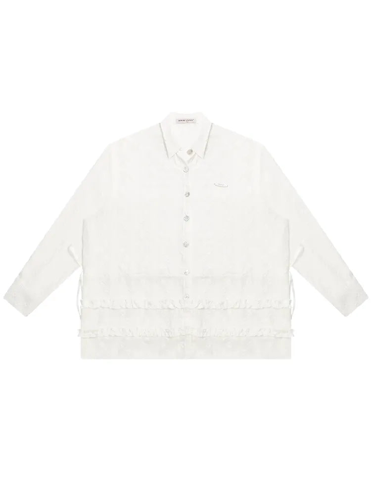 Waisted Lace Long Sleeve Blouse【s0000011680】