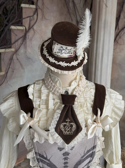 Brown Velvet Top Hat Tie【s0000015617】