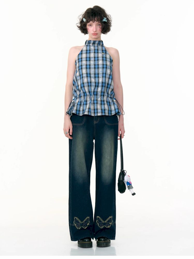 Drawstring Waisted Hanging Neck Vest【s0000013377】